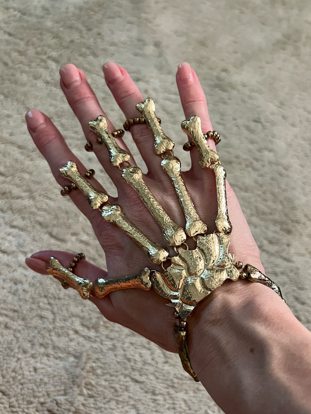 Gold Skeleton Hand Keychain Charm